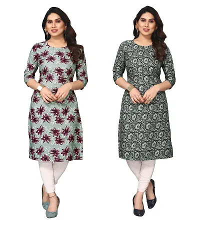 Combo Of 2 Crepe Printed Kurtis