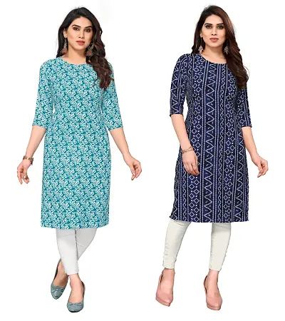 Combo Of 2 Crepe Printed Kurtis