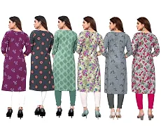 Beautiful Crepe Printed Straight Kurta For Women Pack of 6-thumb1