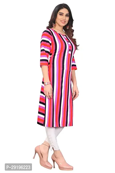 Attractive Pink Striped Crepe Straight Kurta For Women