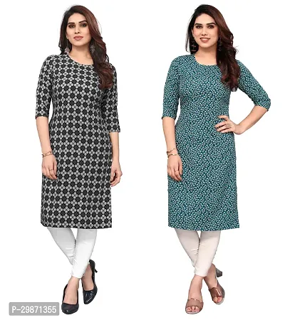 Pretty Crepe Printed Straight Kurta Combo Of 2-thumb0