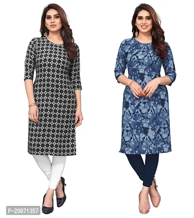 Pretty Crepe Printed Straight Kurta Combo Of 2-thumb0