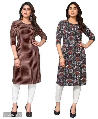 Pretty Crepe Printed Straight Kurta Combo Of 2