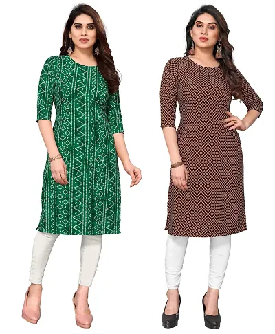 Combo Of 2 Crepe Printed Kurtis