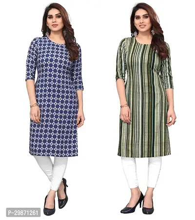 Pretty Crepe Printed Straight Kurta Combo Of 2-thumb0