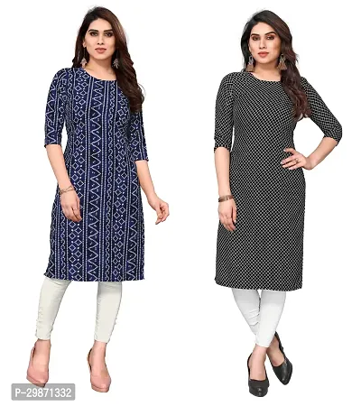 Pretty Crepe Printed Straight Kurta Combo Of 2-thumb0