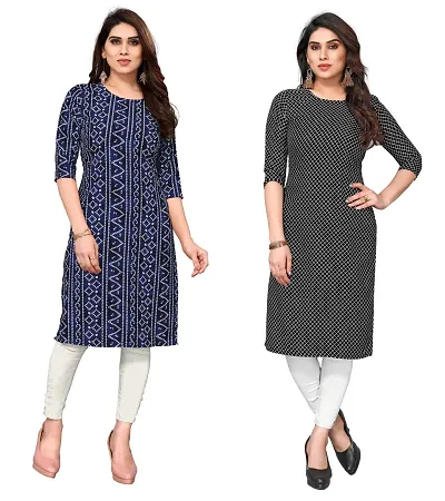 Combo Of 2 Crepe Printed Kurtis