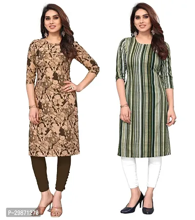 Pretty Crepe Printed Straight Kurta Combo Of 2-thumb0