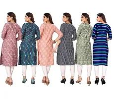 Beautiful Crepe Printed Straight Kurta For Women Pack of 6-thumb1