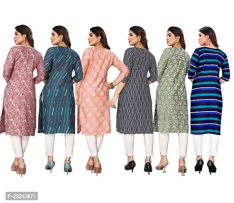 Beautiful Crepe Printed Straight Kurta For Women Pack of 6-thumb2