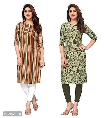 Pretty Crepe Printed Straight Kurta Combo Of 2