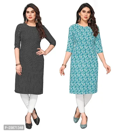 Pretty Crepe Printed Straight Kurta Combo Of 2