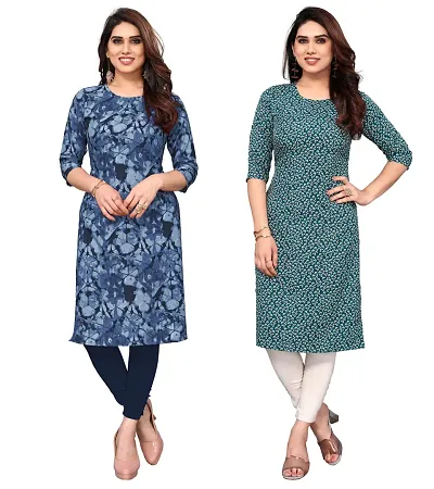 Combo Of 2 Crepe Printed Kurtis