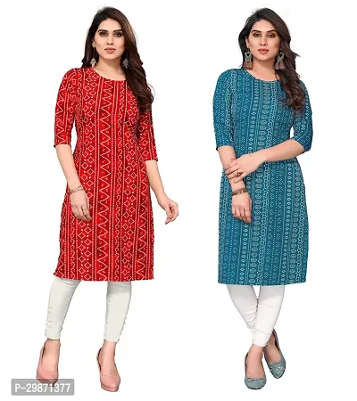 Pretty Crepe Printed Straight Kurta Combo Of 2-thumb0