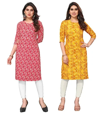 Combo Of 2 Crepe Printed Kurtis