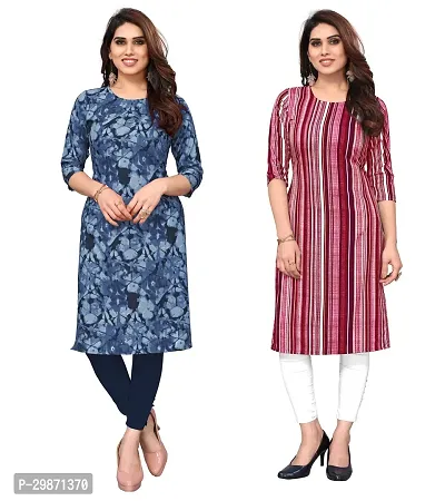 Pretty Crepe Printed Straight Kurta Combo Of 2