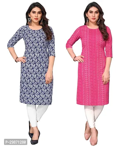 Pretty Crepe Printed Straight Kurta Combo Of 2