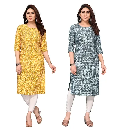 Combo Of 2 Crepe Printed Kurtis