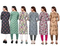 Beautiful Crepe Printed Straight Kurta For Women Pack of 6-thumb1