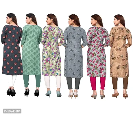 Beautiful Crepe Printed Straight Kurta For Women Pack of 6-thumb2