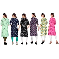 Beautiful Crepe Printed Straight Kurta For Women Pack of 6-thumb1