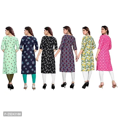 Beautiful Crepe Printed Straight Kurta For Women Pack of 6-thumb3