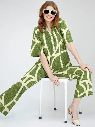 Stylish Viscose Rayon Printed Co-Ords Set For Women