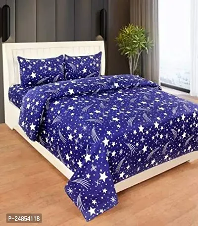 K K Star Printed Double Bed Bedsheet With Pillow Cover-thumb0
