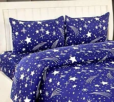 K K Star Printed Double Bed Bedsheet With Pillow Cover-thumb1