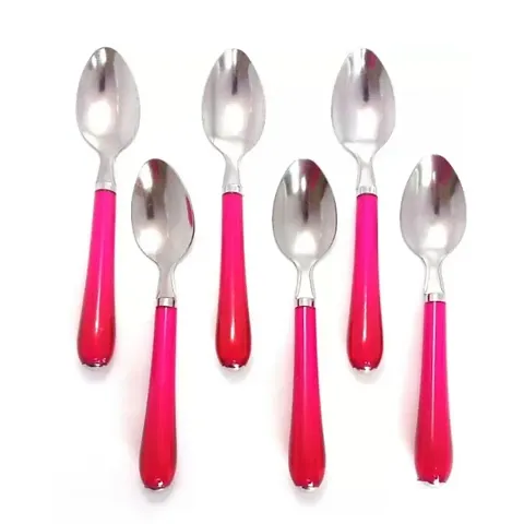 Trendy Spoon Set Crystal Handle For Kitchen Stainless Steel Tea Spoon  Dinner Spoon Combo (Pack Of 6)