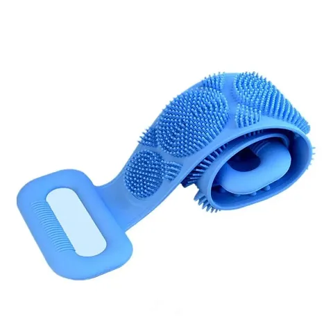 Oblivion Silicone Body Back Scrubber Double Side Bathing Brush for Skin Deep Cleaning | Dead Skin Removal, Easy to Clean, for Men & Women (Multicolor)