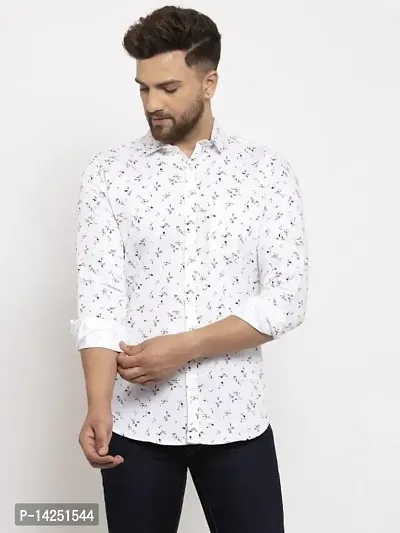 Stylish Cotton Blend Regular Fit Printed Spread Collar Casual Shirt For Men