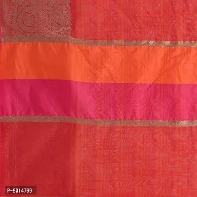 NAEUSA Womens Contrast Border Banarasi Paislaey Zari Desing Saree with Unstitched Blouse Piece BTC-KS 8 Red-thumb5