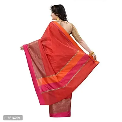 NAEUSA Womens Contrast Border Banarasi Paislaey Zari Desing Saree with Unstitched Blouse Piece BTC-KS 8 Red-thumb3