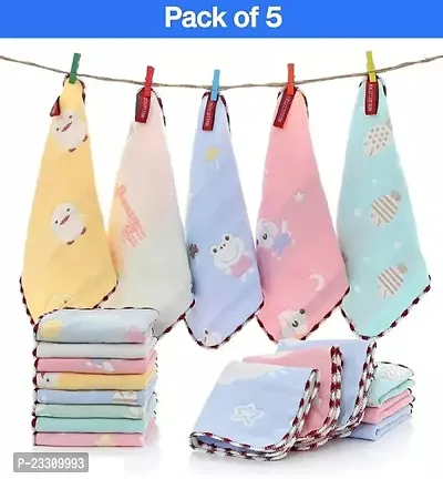 Cotton Handkerchief for Girl Women and kinds Multi pattern and Multicolour Pack of 5-thumb0