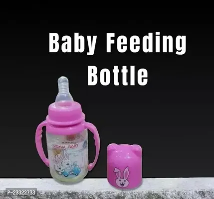 Baby Milk Juice Water Feeding Bottles With Capacity 125Ml Colour Pink With Gripping Handle-thumb0