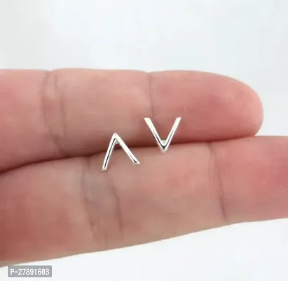 Tiny V Stud Earrings in Sterling Silver, TinyV Earrings, Chevron Studs, V Studs, Tiny Earrings, Triangle Studs, Chevron Earrings-thumb0