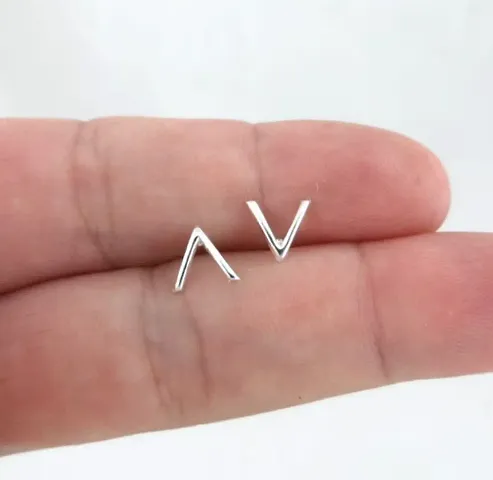 Tiny V Stud Earrings in Sterling Silver, TinyV Earrings, Chevron Studs, V Studs, Tiny Earrings, Triangle Studs, Chevron Earrings