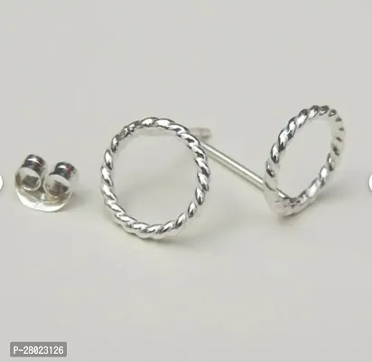 Silver Open Circle Stud Earrings Twisted Sterling Silver Small Post Earrings