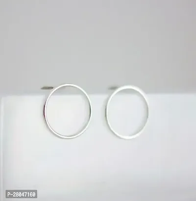 Sterling Silver Circle Stud Earrings-thumb0