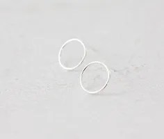Sterling Silver Circle Stud Earrings-thumb1