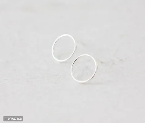 Sterling Silver Circle Stud Earrings-thumb2