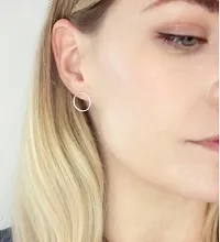 Sterling Silver Circle Stud Earrings-thumb3