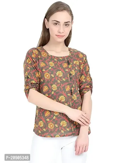 Anona Women's Printed Pure Cotton Top 3/4 Sleeve