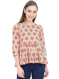 Anona Women's Printed Pure Cotton Top 3/4 Sleeve-thumb1