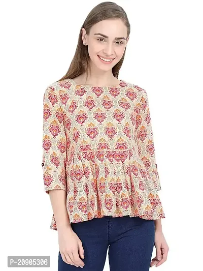 Anona Women's Printed Pure Cotton Top 3/4 Sleeve