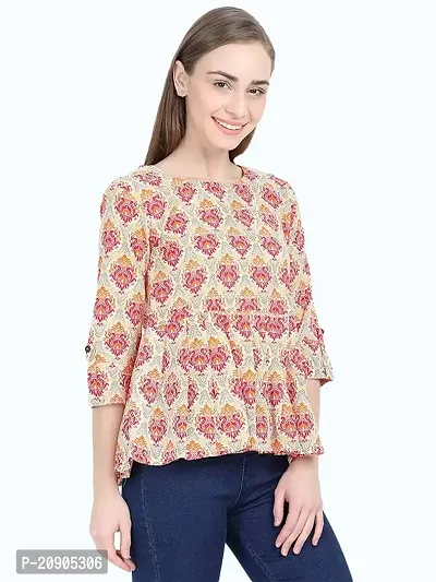 Anona Women's Printed Pure Cotton Top 3/4 Sleeve-thumb4