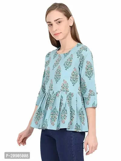 Anona Women's Printed Pure Cotton Top 3/4 Sleeve-thumb3