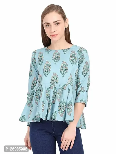 Anona Women's Printed Pure Cotton Top 3/4 Sleeve-thumb2