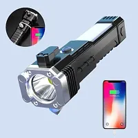 Rechargeable Torch Flashlight Long Distance Beam Range / Car Rescue Torch With Hammer / Window Glass And Seat Belt Cutter / Built In Mobile Usb Fast Charger Power Bank-thumb1